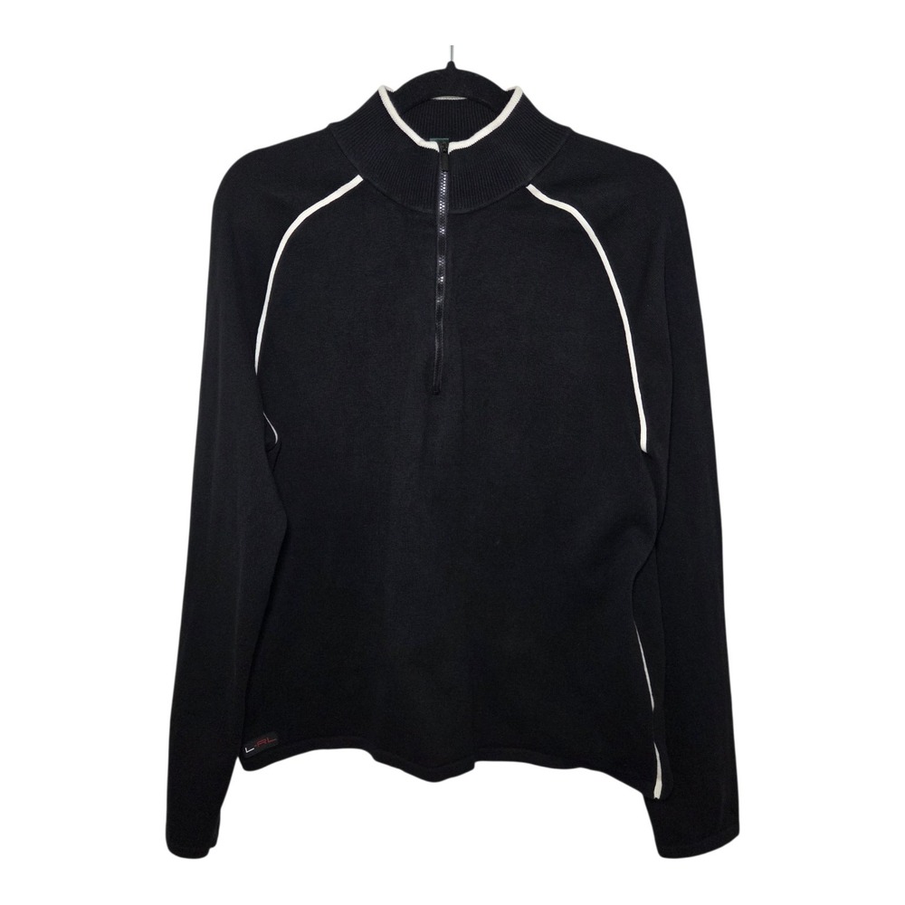 Lauren Active Ralph Lauren Black Quarter Zip Sweater XL Cotton Blend Pullover